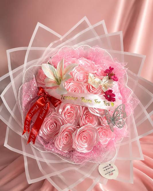 Luxury Pink Roses & Elegant Lily Bouquet
